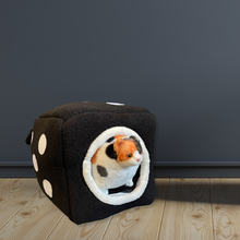 CAT BED - Black Dice Plush Cat Bed with Removable Cushion