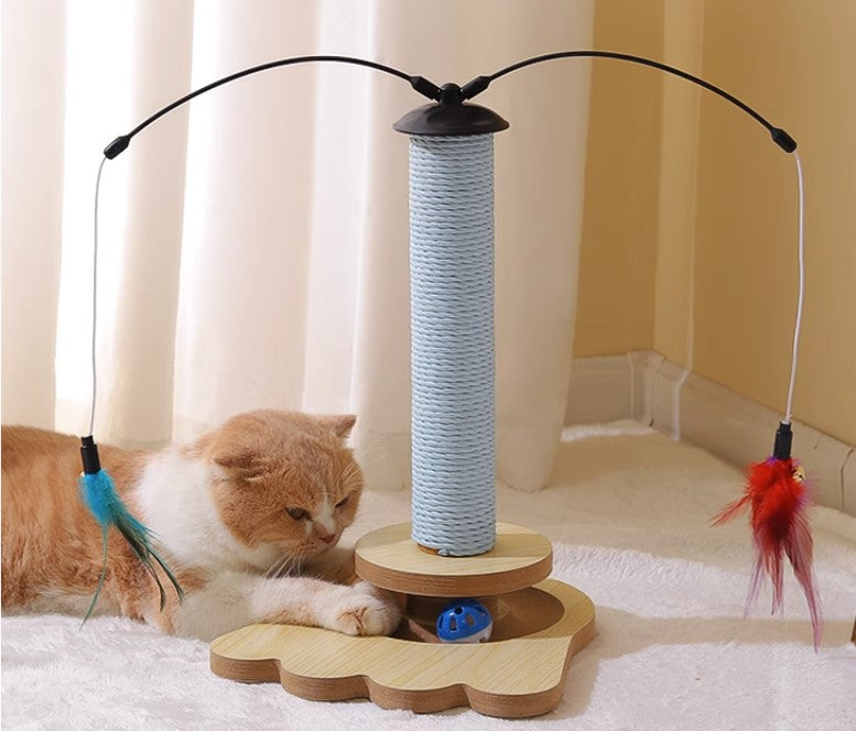 SCRATCHER - Sisal Scratching Tower with Feather Teaser