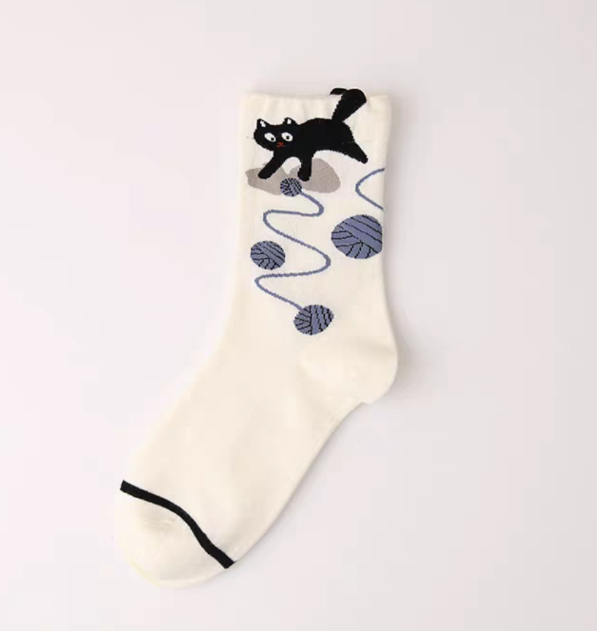 SOCKS - Cute Cat High Ankle Socks