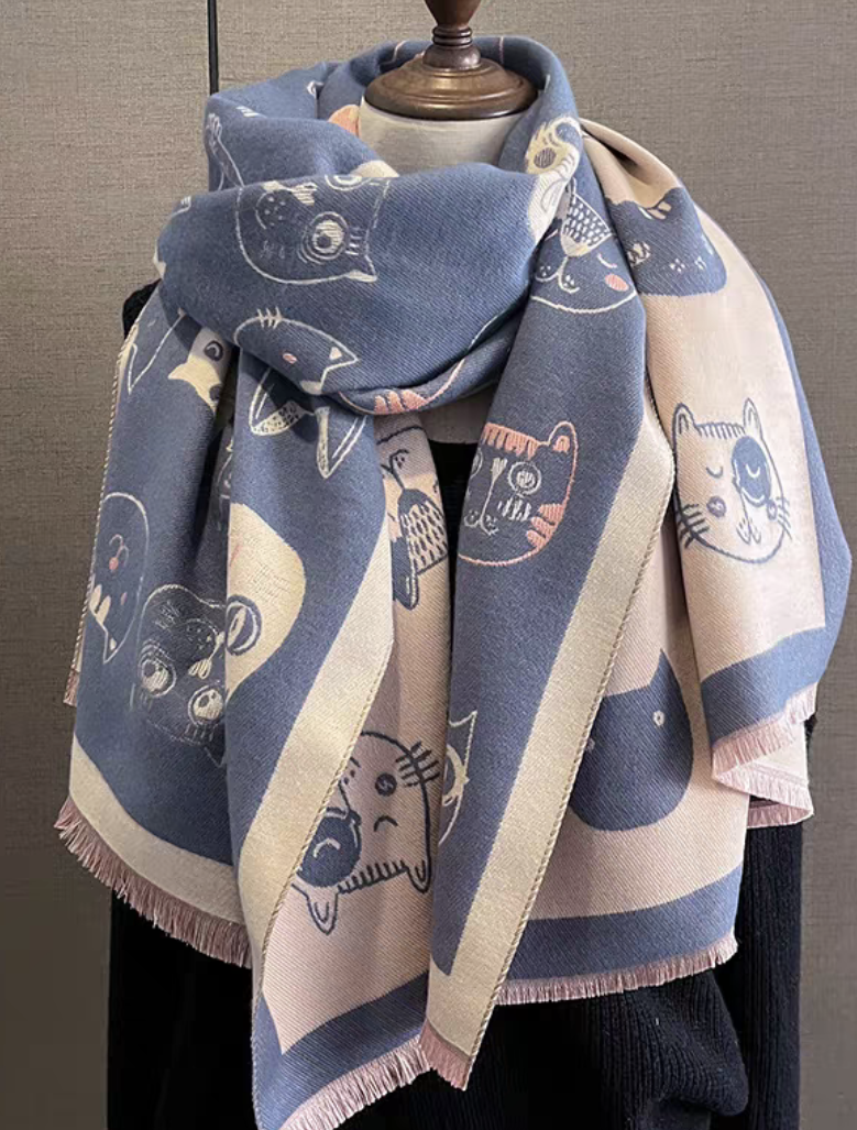 SCARVES - Reversible Cat Head Giant Scarves