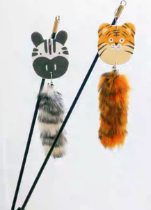 CAT TOY - Tiger/Zebra Feather Cat Teaser