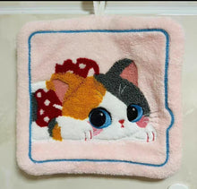WASH TOWELS - Cat Thickened Coral Velvet Square Towels