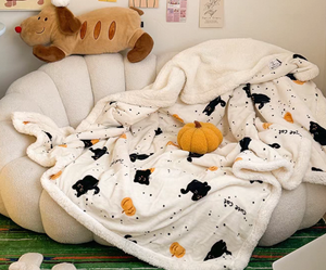 BLANKET - Cats & Pumpkin Cozy Flannel Blanket