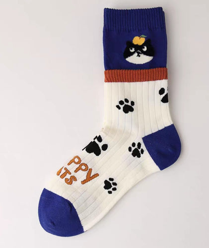 SOCKS - Happy Cats High Ankle Socks