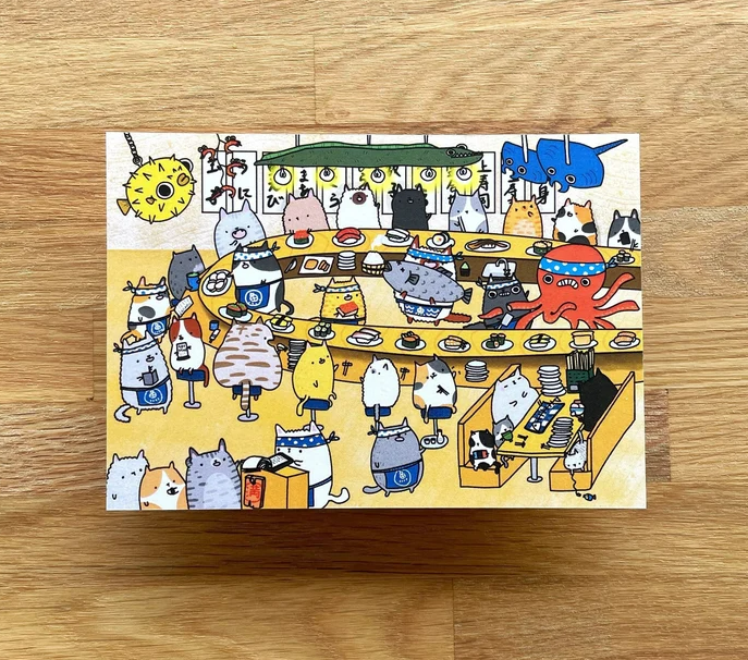 POSTCARD - Kitty Sushi Restaurant by SteakandEggsPlease