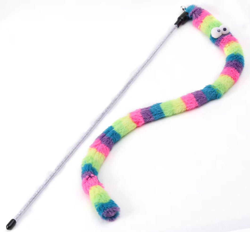 CAT TOY - Rainbow Worm Stick Toy